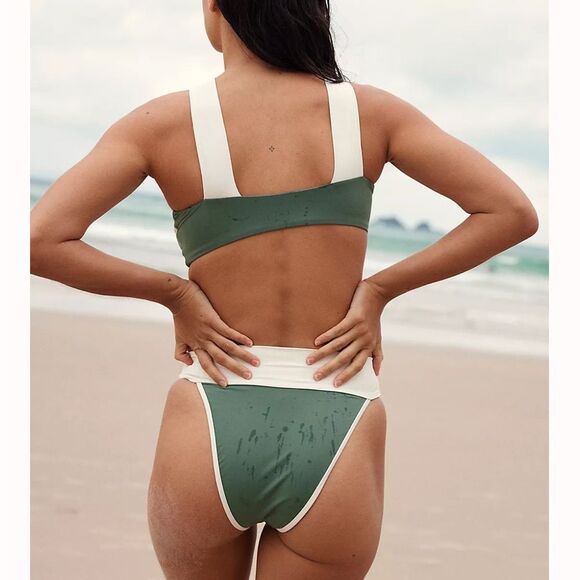 New Free People Kya Reversible Camilia Bikini Bottoms Sage / Figi Sz Large - Picture 3 of 10